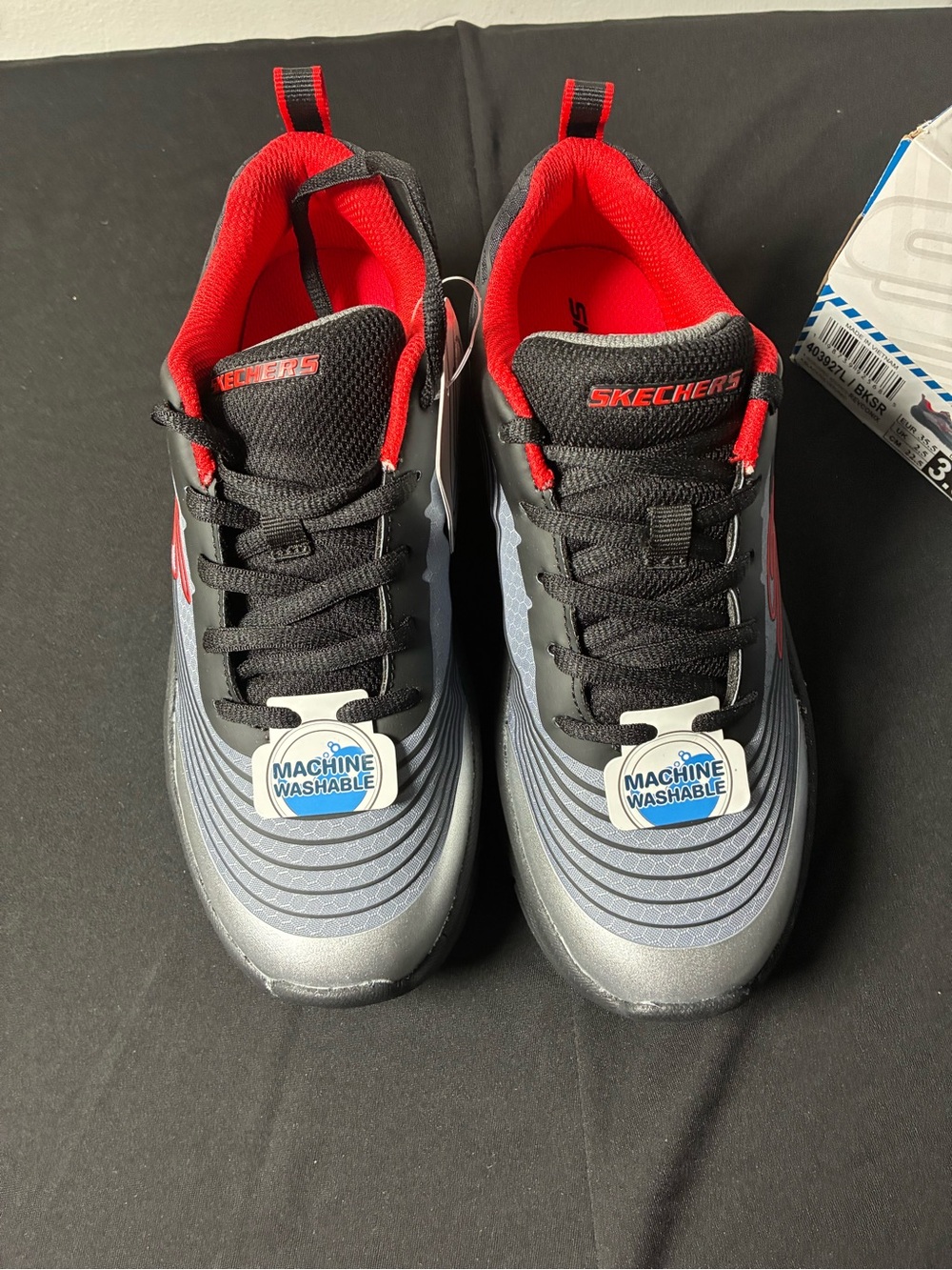 Skechers Kids Black, Gray & Red Athletic Sneakers